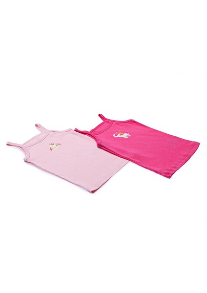 Kız Bebek 2li Atlet Bisiklet Yaka Ip Askılı Koyu Pembe 1 Yaş