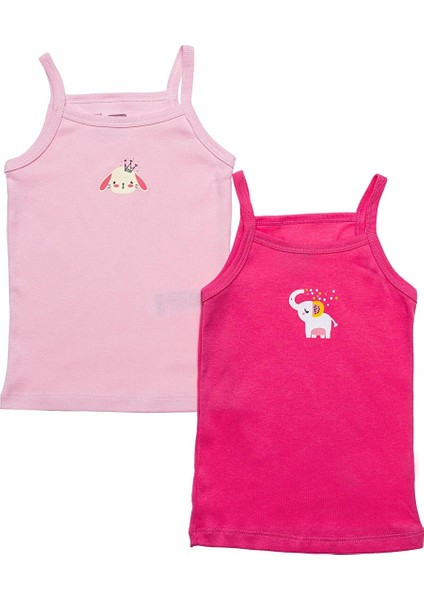Kız Bebek 2li Atlet Bisiklet Yaka Ip Askılı Koyu Pembe 1 Yaş