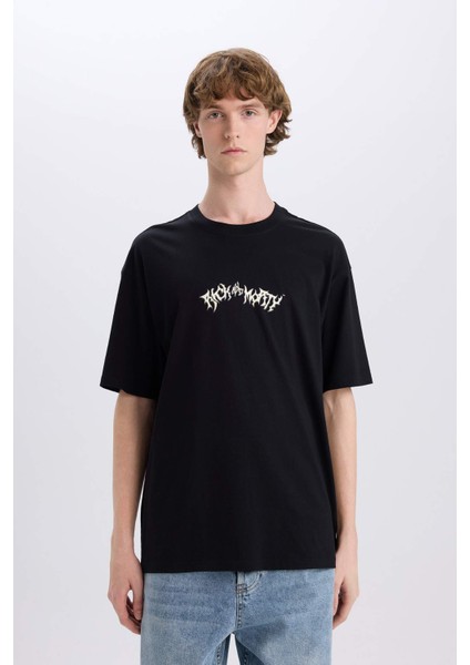 %100 Pamuk Rick and Morty Boxy Fit Bisiklet Yaka Sırt Baskılı Kısa Kollu Tişört E3268AX25SM indirimleri