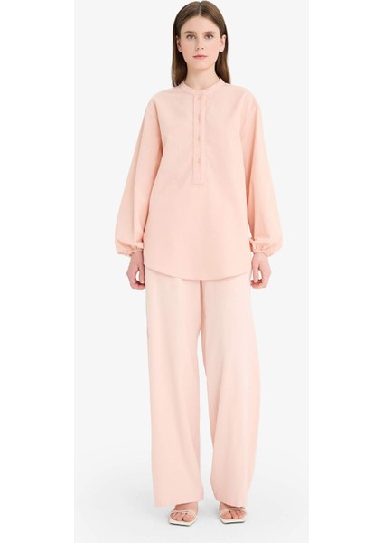 Wide Leg Keten Karışımlı Geniş Paça Pantolon F1345AX25SM