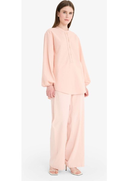 Wide Leg Keten Karışımlı Geniş Paça Pantolon F1345AX25SM