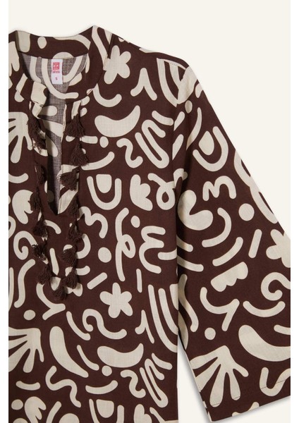 Regular Fit Desenli Pamuklu Midi Plaj Elbisesi E5099AX25SP fiyatları