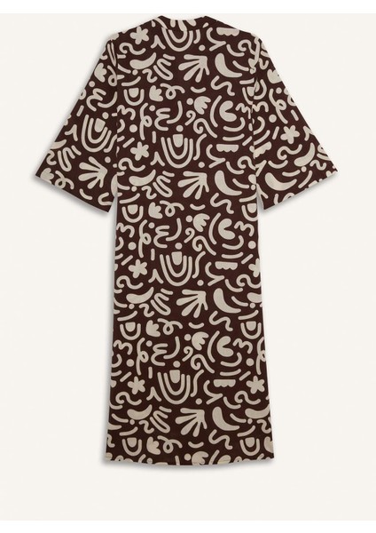 Regular Fit Desenli Pamuklu Midi Plaj Elbisesi E5099AX25SP modelleri