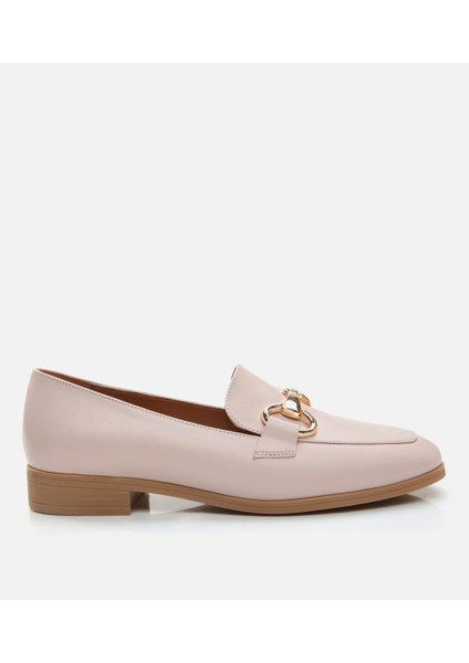 Kadın Deri Pudra Loafer