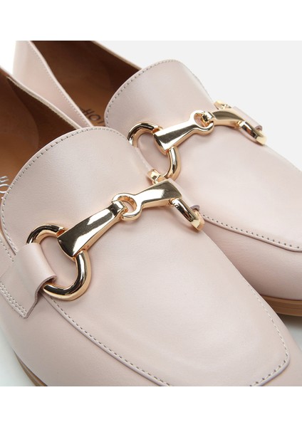 Kadın Deri Pudra Loafer modelleri