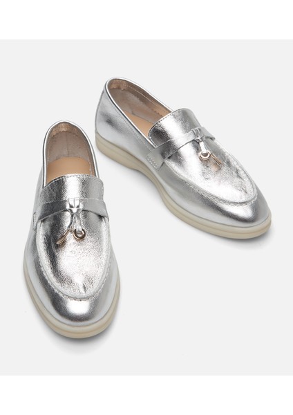 Kadın Deri Lame Loafer modelleri