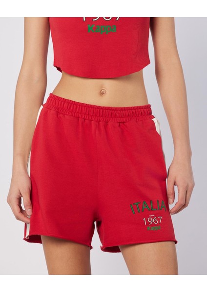 Balde Short Kadın Beyaz-Kırmızı Regular Fit Şort