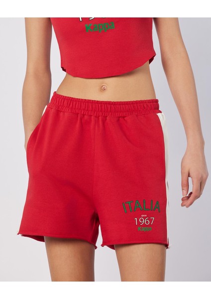 Balde Short Kadın Beyaz-Kırmızı Regular Fit Şort
