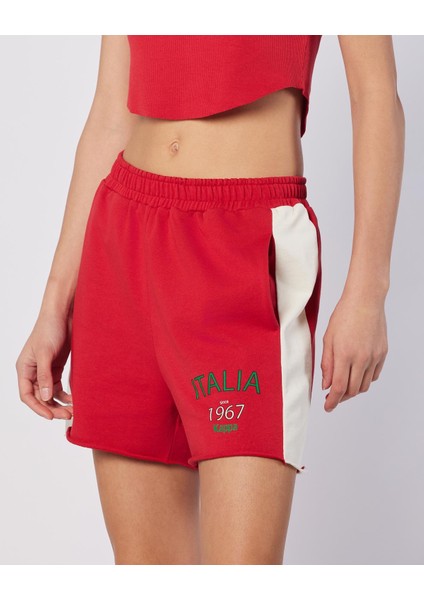 Balde Short Kadın Beyaz-Kırmızı Regular Fit Şort