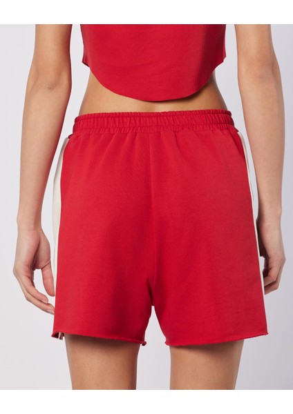 Balde Short Kadın Beyaz-Kırmızı Regular Fit Şort