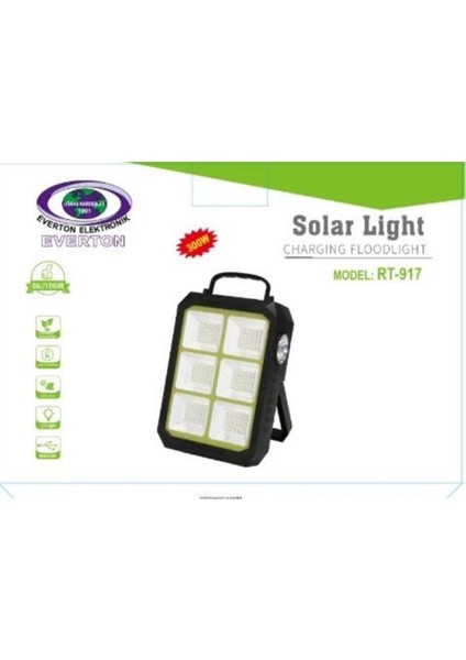 Everton RT-917 Şarjlı 300W Solar Panelli Projektör LED