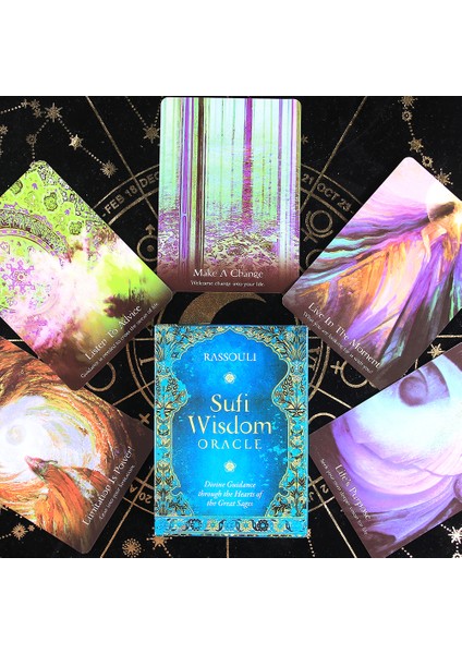 Koyu Gri Tarzı Sufi Bilgelik Kehanet Kart Destesi - Büyük Bilgelerin Kalplerinden Ilahi Rehberlik (Yurt Dışından)