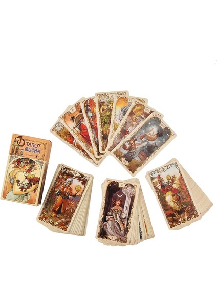 Tarot Mucha Stili Yüksek The Gilded Tarot Kartları Rehberlik Falcılık Kader Tarot Destesi Aile Arkadaş Parti Oyunları Için 78 Kart Kutu (Yurt Dışından)