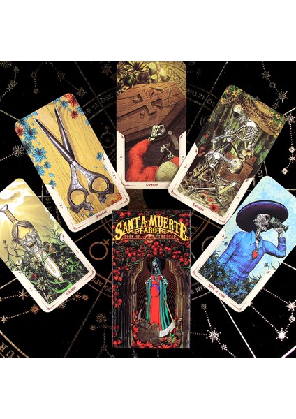 Bordo Tarzı Santa Muerte Tarot Destesi Ölüler Kitabı Oracle Kartları Oyunu Fabio Listrani Ölüm Günü Konulu Sihirli Kart Oyunu Destesi Oyun Tahtası (Yurt Dışından)