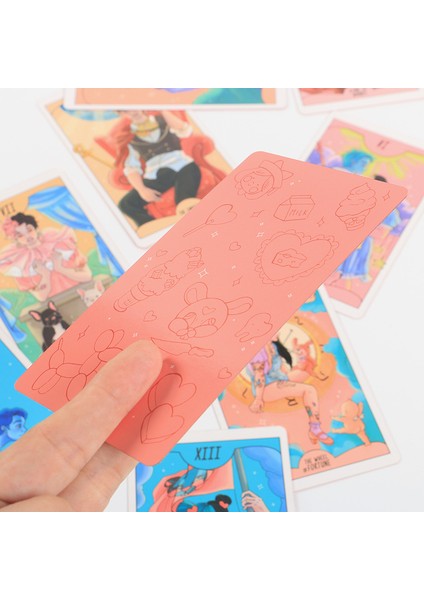 12X7 Morgan Stili 12X7CM Tarot Kartları ile Kağıt Kılavuz Kitap Büyü Boyut Ağlayan Bebek 78 Kartlar Oracle Destesi Fal Ingilizce Sürümü Oyun Tahtası Pembe (Yurt Dışından)