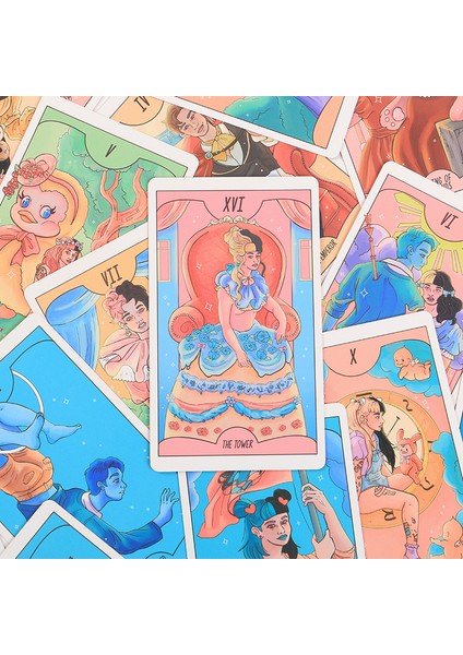 12X7 Morgan Stili 12X7CM Tarot Kartları ile Kağıt Kılavuz Kitap Büyü Boyut Ağlayan Bebek 78 Kartlar Oracle Destesi Fal Ingilizce Sürümü Oyun Tahtası Pembe (Yurt Dışından)