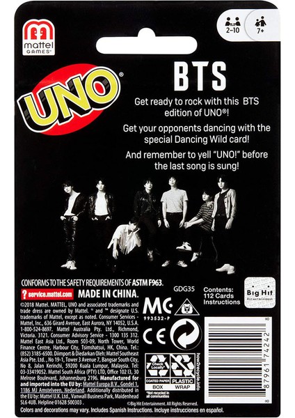 Bir-Iki-Zh Stili Uno-Bts Mattel Poker Oyunları Orijinal Kart Oyunu Aile Toplama Masa Oyunları Çok Oyunculu Katılım Poker Kartları Destesi Oyuncağı Hediye (Yurt Dışından) fırsatları