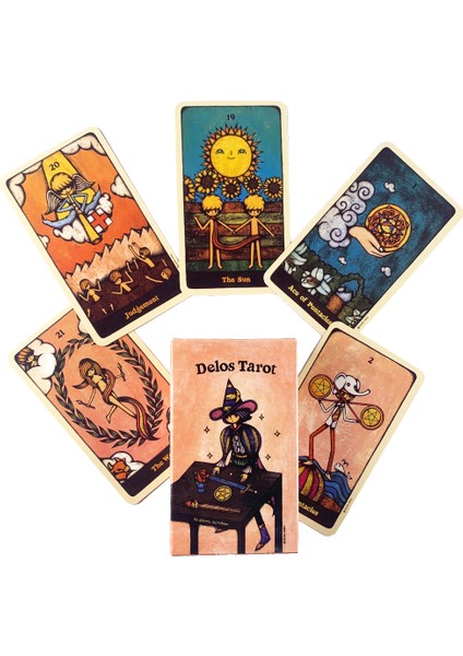 Siyah Stil Delos Tarot Kartları Oyunu Minyatürleri Anime Psyakra Cadılık Malzemeleri Tarot Kartları ile Pdf Kılavuz Kitaplı (Yurt Dışından)