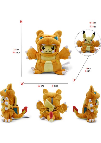 Çapraz Giyinme Ateş Püskürten Ejderha Kabi Beast Rift Hollow Giydirme Pikachu Peluş Oyuncaklar Bebekler (Yurt Dışından)