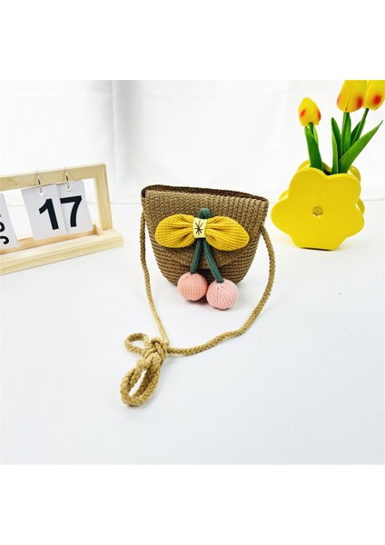 İlkbahar ve Yaz Yeni Hasır Çocuk Çantaları Ayçiçeği Bozuk Para Çantası Crossbody Küçük Çanta (Yurt Dışından)