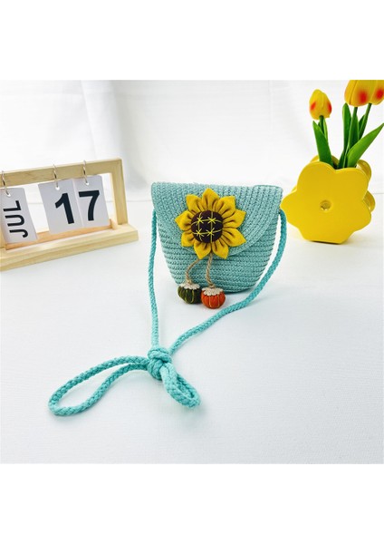 İlkbahar ve Yaz Yeni Hasır Çocuk Çantaları Ayçiçeği Bozuk Para Çantası Crossbody Küçük Çanta (Yurt Dışından)