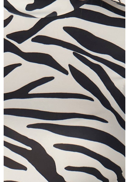 Siyah Beyaz Zebra Desenli Body