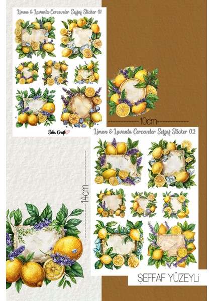 Limon Lavanta Çerçeveler Temalı Şeffaf Sticker Seti 01-02 Ajanda Planlayıcı Bullet Journal Için Uygundur