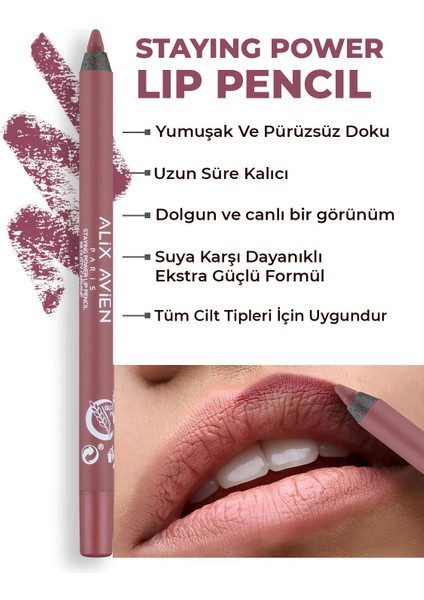 Suya Dayanıklı Uzun Süre Kalıcı Yumuşak Dudak Kalemi - Staying Power Lip Pencil 68 Dusty Carmine