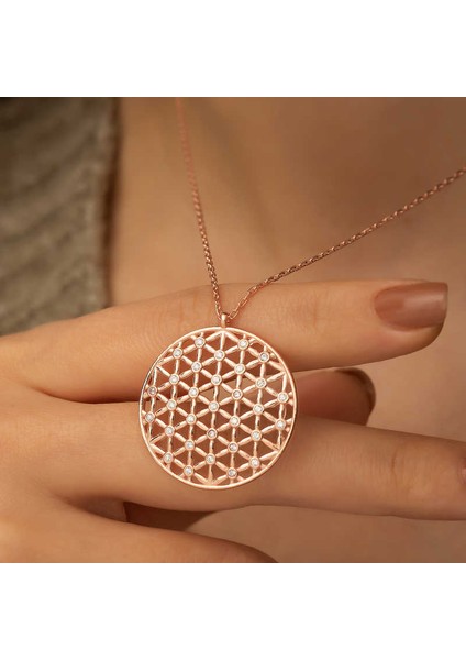 925 Ayar Gümüş Yaşam Çiçeği Kadın Gümüş Kolye modelleri