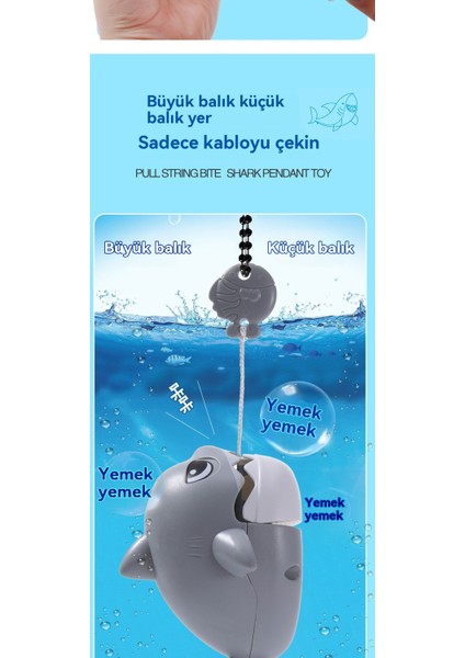 Tel Çekme Diş Köpekbalığı Küçük Balık Yemek Okul Çantası Anahtarlık Küçük Oyuncak (Yurt Dışından)