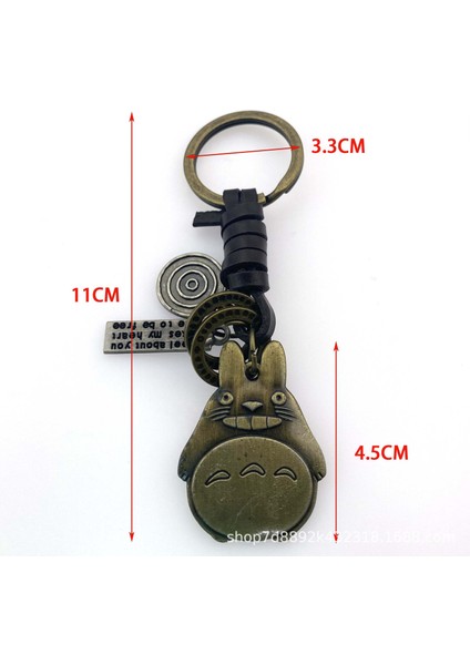 Erkek Vintage Sığır Derisi Anahtarlık Alaşım Totoro Kolye Punk Deri Anahtarlık (Yurt Dışından)