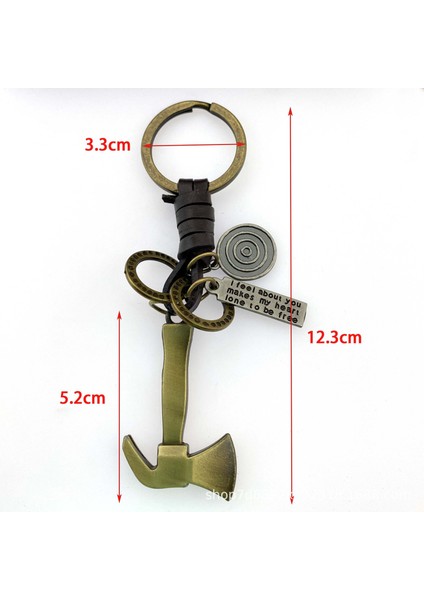 Vintage Alaşım Balta Anahtarlık Sığır Derisi Örgülü Anahtar Charm Kişiselleştirilmiş Moda Takı (Yurt Dışından)