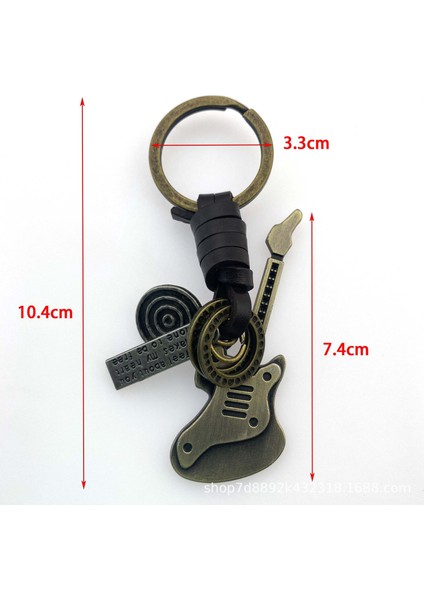 Vintage Deri Halat Anahtarlık El Yapımı Kolye Aksesuarları Antika Pirinç Gitar Araba Anahtarı Yaratıcı Sığır Derisi Çekicilik (Yurt Dışından)