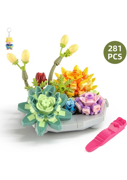 Çocuk Yapı Taşları Oyuncakları 277PCS Yapı Taşları Saksı Bitkileri Diy Monte Küçük Parçacık Yapı Taşları Çiçek Seti (Yurt Dışından)