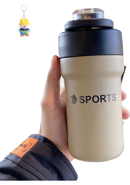 Kadınlar Için Kahve Termos Fincan, Taşınabilir Pipetli Fincan, Erkek Öğrenci Için Taşınabilir Paslanmaz Çelik Çift Içme Fincanı, Basit (Yurt Dışından)