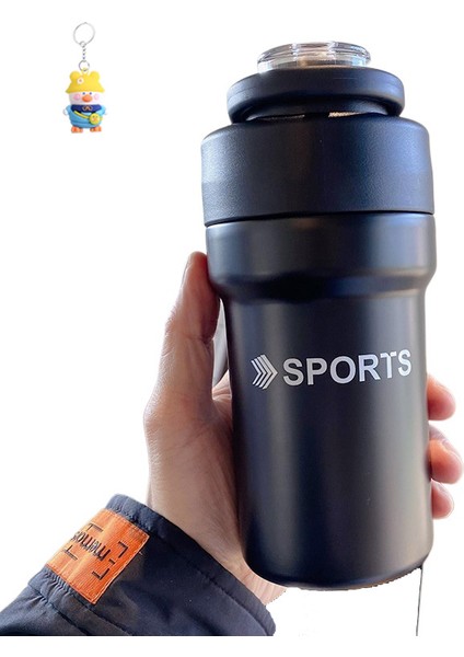 Kadınlar Için Kahve Termos Fincan, Taşınabilir Pipetli Fincan, Erkek Öğrenci Için Taşınabilir Paslanmaz Çelik Çift Içme Fincanı, Basit (Yurt Dışından)