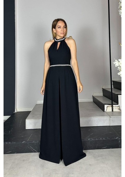 G1416 Taş Detaylı Tasarım Tulum Siyah indirimleri