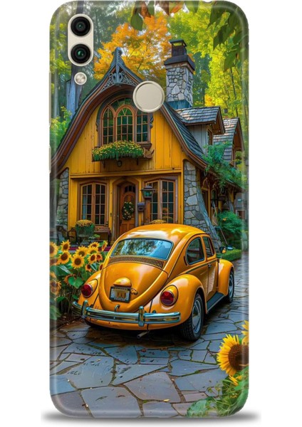 Huawei Honor 8c Kılıf Hd Baskılı Kılıf + Seramik Tam Kaplayan Ekran Koruyucu 110