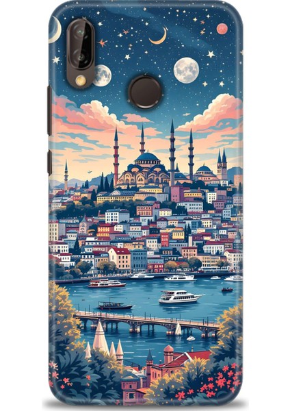 Huawei P20 Lite Kılıf Hd Baskılı Kılıf + Seramik Tam Kaplayan Ekran Koruyucu 223