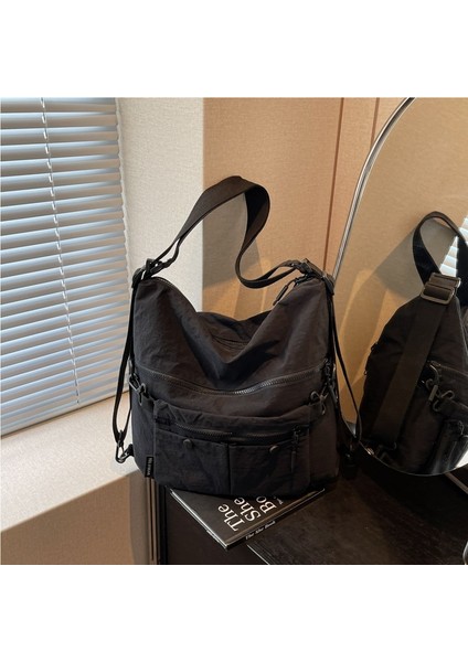 Moda Basit Nakışlı Tuval Kova Çanta Kadın Alışveriş Çantası Omuz Çantası (Yurt Dışından)