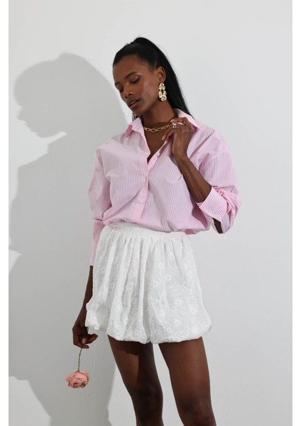 Pembe Çizgili Poplin Gömlek modelleri