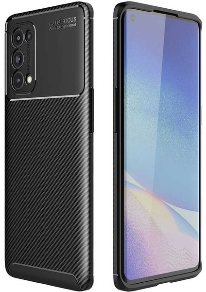 Oppo Reno 5 Pro 5g Kılıf Siyah Karbon Silikon Orijinal Esnek Ince Geliştirilmiş Dayanıklı Darbe Karşıtı Koruyucu Yeni Nesil Tasarım (Oppo Reno 5 Pro 5g, Siyah)
