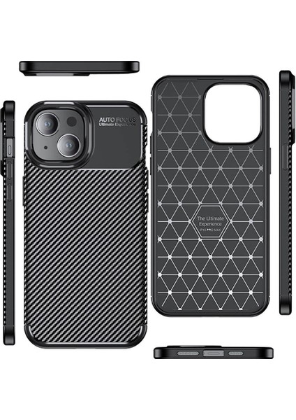 Apple iPhone 15 ile Uyumlu Kılıf Siyah Karbon Silikon Orijinal (Apple iPhone 15 ile Uyumlu, Siyah) modelleri