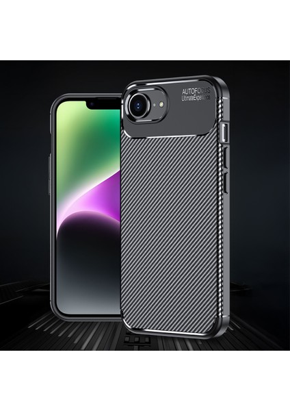 Apple iPhone 16E ile Uyumlu Kılıf Siyah Karbon Silikon Orijinal (Apple iPhone 16E ile Uyumlu, Siyah)