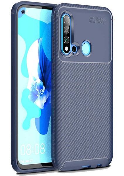 Huawei P20 Lite 2019 Kılıf Lacivert Karbon Silikon Orijinal Esnek Ince Geliştirilmiş Dayanıklı Darbe Karşıtı Koruyucu Yeni Nesil Tasarım (Huawei P20 Lite 2019, Lacivert)