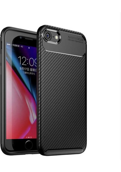Apple iPhone Se 2020 Kılıf Siyah Karbon Silikon Orijinal Esnek Ince Geliştirilmiş Dayanıklı Darbe Karşıtı Koruyucu Yeni Nesil Tasarım (Apple iPhone Se 2020, Siyah)