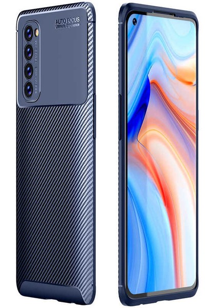 Oppo Reno 4 Pro 4g Kılıf Lacivert Karbon Silikon Orijinal Esnek Ince Geliştirilmiş Dayanıklı Darbe Karşıtı Koruyucu Yeni Nesil Tasarım (Oppo Reno 4 Pro 4g, Lacivert)