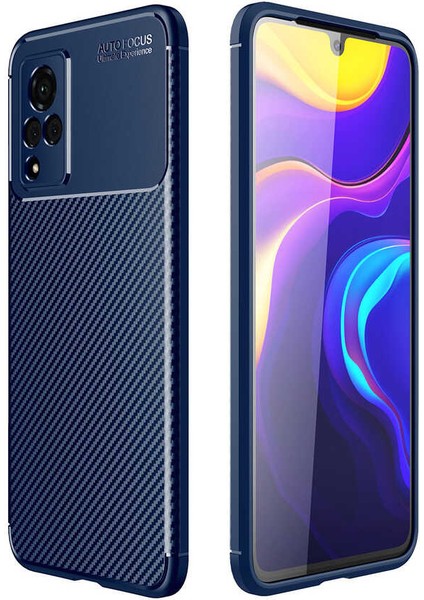 Vivo V21 Kılıf Lacivert Karbon Silikon Orijinal Esnek Ince Geliştirilmiş Dayanıklı Darbe Karşıtı Koruyucu Yeni Nesil Tasarım (Vivo V21, Lacivert)