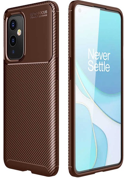 One Plus 9 Kılıf Kahverengi Karbon Silikon Kılıf Orijinal Esnek Ince Geliştirilmiş Dayanıklı Darbe Karşıtı Koruyucu Yeni Nesil Tasarım (One Plus 9, Kahverengi)