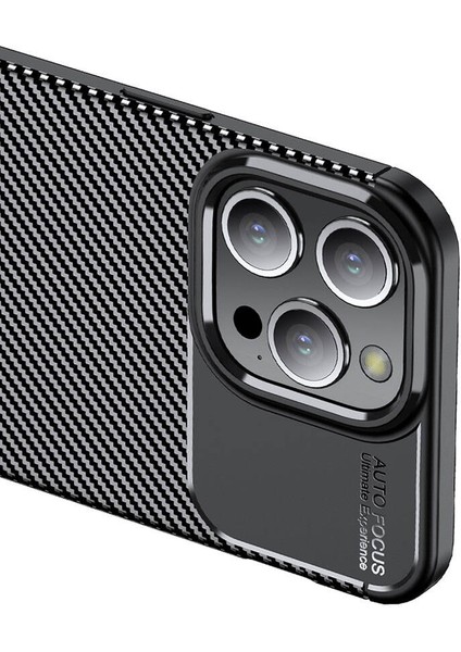 Apple iPhone 15 Pro ile Uyumlu Kılıf Siyah Karbon Silikon Orijinal (Apple iPhone 15 Pro ile Uyumlu, Siyah)